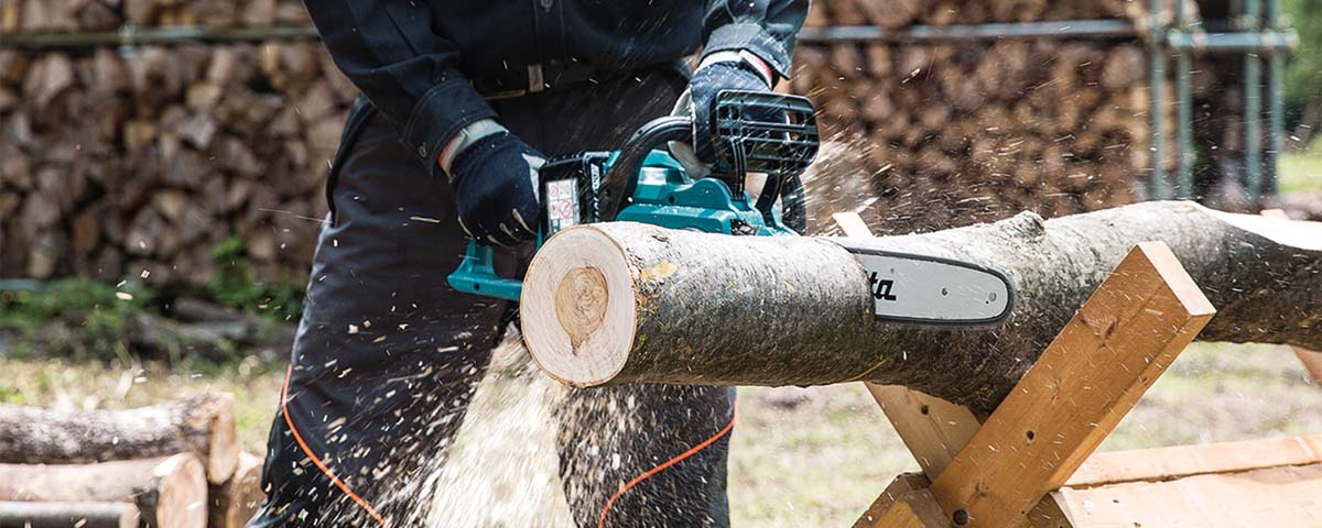 Makita DUC353Z Chainsaw Action Shot