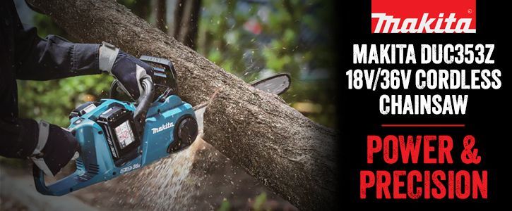Makita DUC353Z 18v/36v Li-ion Twin Cordless Brushless Chainsaw 35cm (14"): Power and Precision