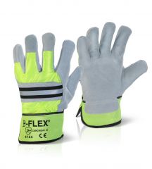 Beeswift CANCHQHV B-Flex Hi-Vis Split Leather Rigger Gloves