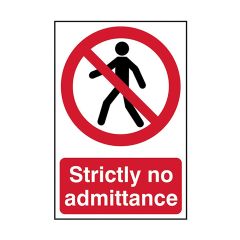 Scan SCA0608 Strictly No Admittance Self-Adhesive PVC Sign 200mm x 300mm