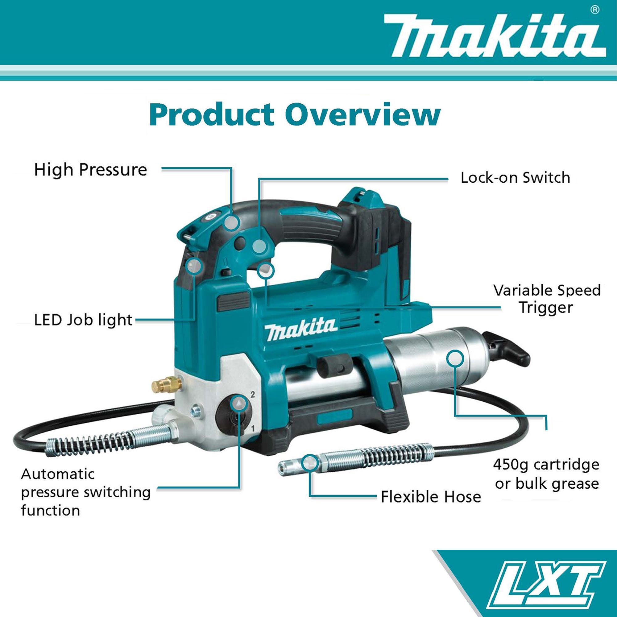 Makita DGP180Z 18V Liion Cordless Grease Gun (Body Only)