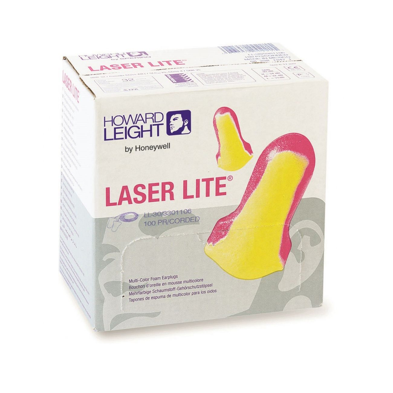 Howard Leight Laser Lite LL-30 Ear Plugs Corded 100 Pair/Box *Free US Shipping* 