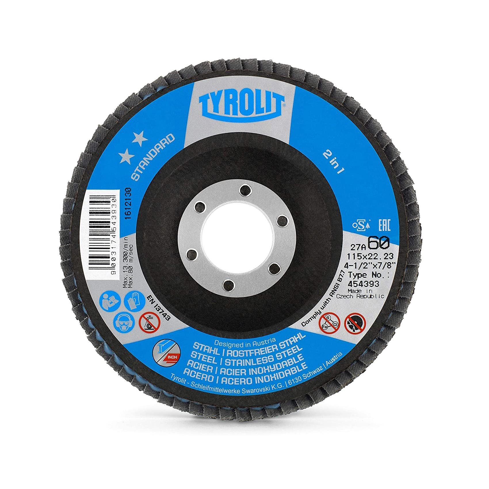 Tyrolit 34318364 2in1 Zirconium Flap Disc 115mm 40G