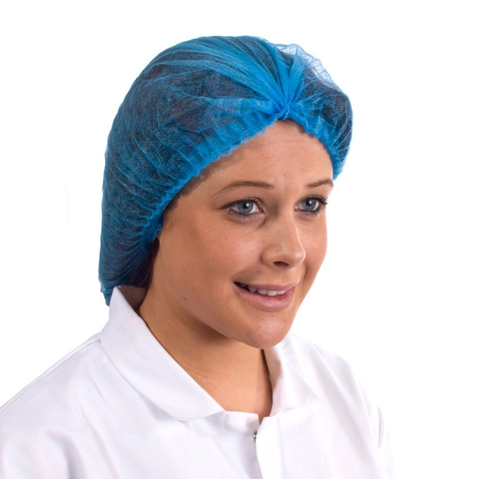 Blue MOB Cap Hair Net Hygiene Catering Food Safe 50 Pack 