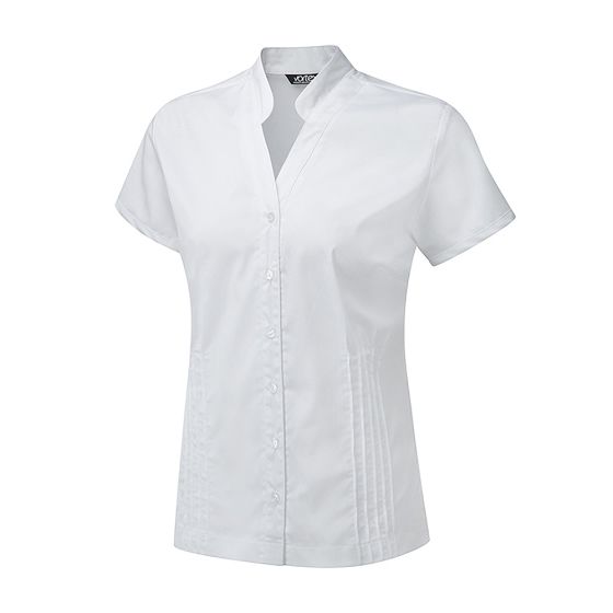 Vortex Designs Mia Short Sleeve Blouse with Mandarin Collar