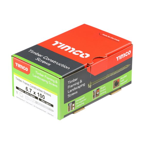 Timco 100IN Timber Frame Construction & Landscaping Screws 6.7 x 100 Hex Green Organic (Box 50)