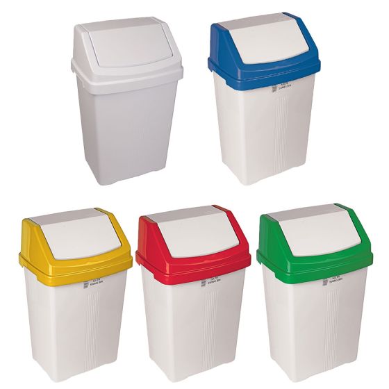 Robert Scott 101735 White Swing Bin With Coloured Lid 50L