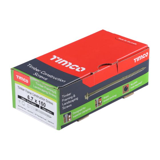 Timco 150IN Timber Frame Construction & Landscaping Screws 6.7 x 150 Hex Green Organic (Box 50)