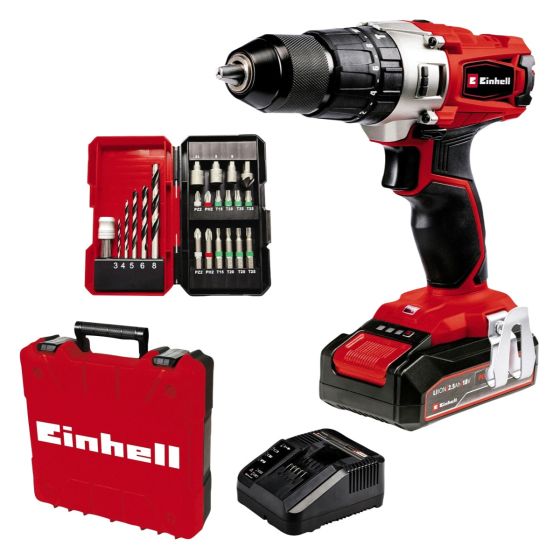 Einhell TE-CD 18/2 Li-i 18V Cordless PXC Combi Drill + 22 PC Bit Set ( 1 x 2.5 a/h)