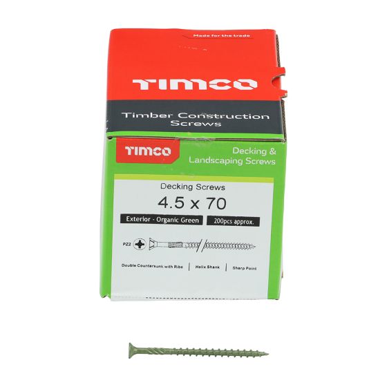 Timco 70TDECK Decking Screws 4.5 x 70 PZ2 Green  Organic (Box 200)