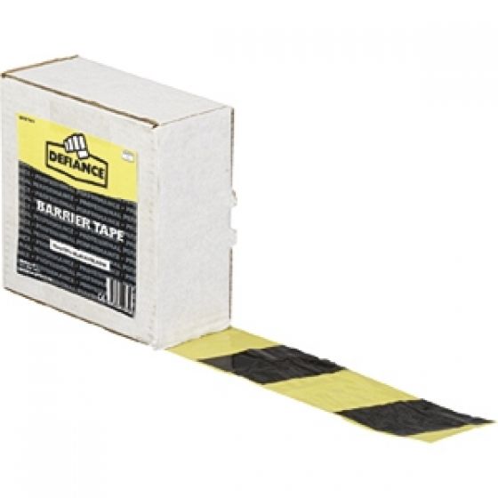 Black Hazard Warning Tape Non Adhesive Barrier Tape 75mm x 500m Yellow 
