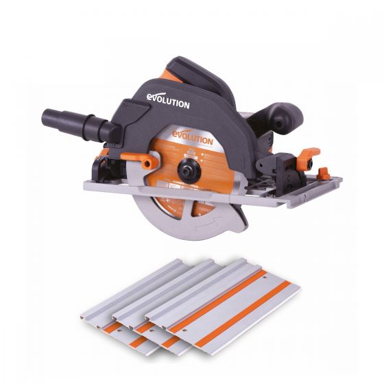 Evolution R185CCSX Multi Material Circular Saw 240V + 3 x 340mm Guide Rail Set