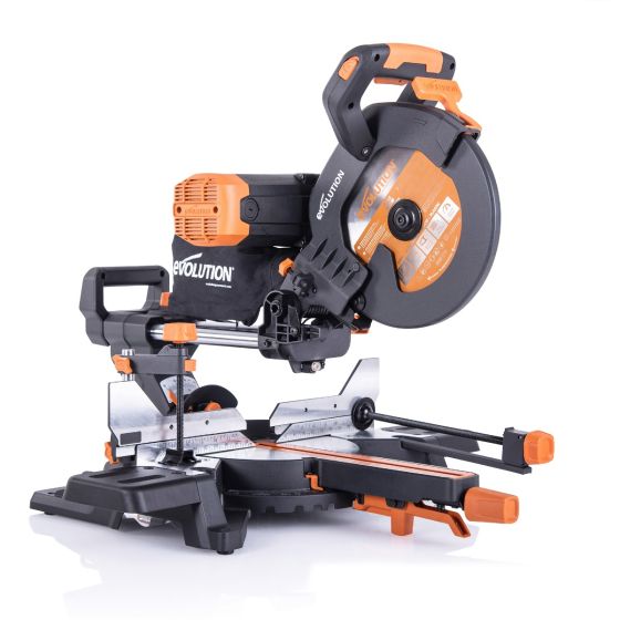 Evolution R255SMS-DB+ 255mm Double Bevel Sliding Mitre Saw 240v c/w Multi Material + Wood Blade