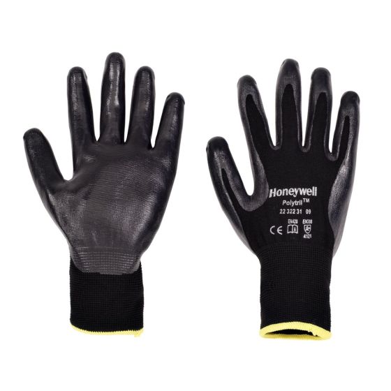 Honeywell 2232231 Polytril™ Black Nitrile Palm-Coated Gloves