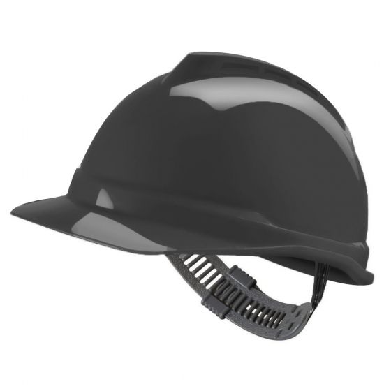 MSA V-Gard 500 Black Non-Vented Safety Helmet with Staz-On Insert