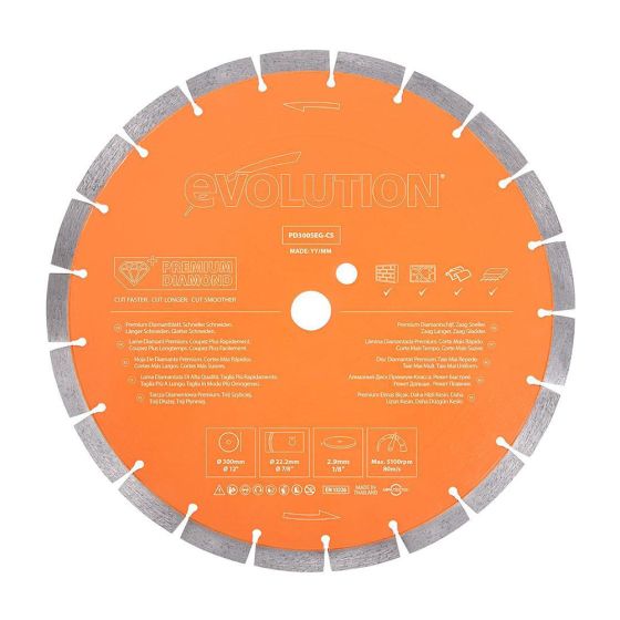 Evolution PD300SEG-CS Premium Diamond Disc Cutter Blade 300mm x 22.2mm