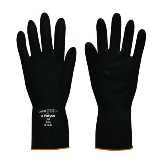 Polyco Jet Heavy Duty Natural Rubber Chemical Protection Gloves