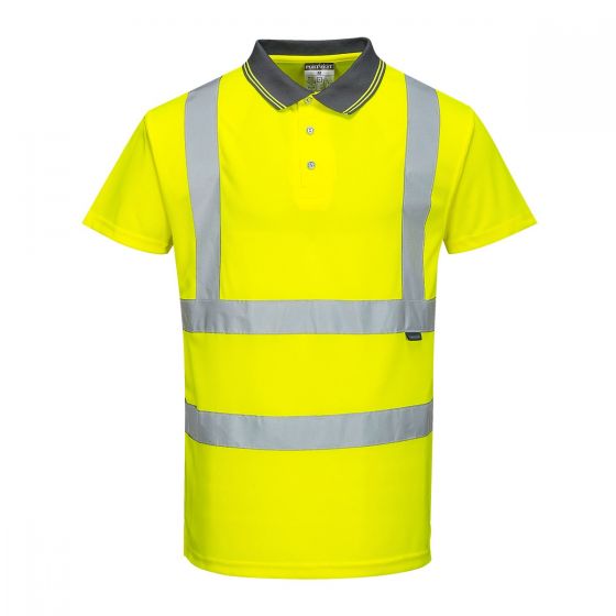 Portwest S477 Hi Vis Reflective Short Sleeved Polo Shirt Red/Yellow 