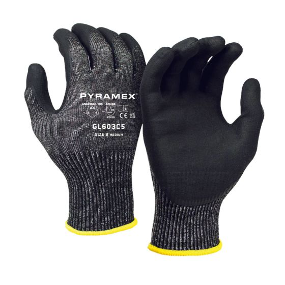 Pyramex GL603C5 Nitrile Micro-Foam Dipped Palm Coated Gloves