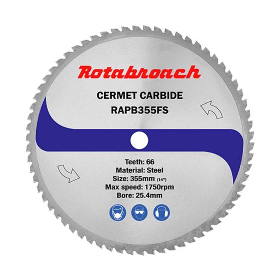 Rotabroach RAPB355FS Steel Cutting Cermet Dry Cut Saw Blade 355mm