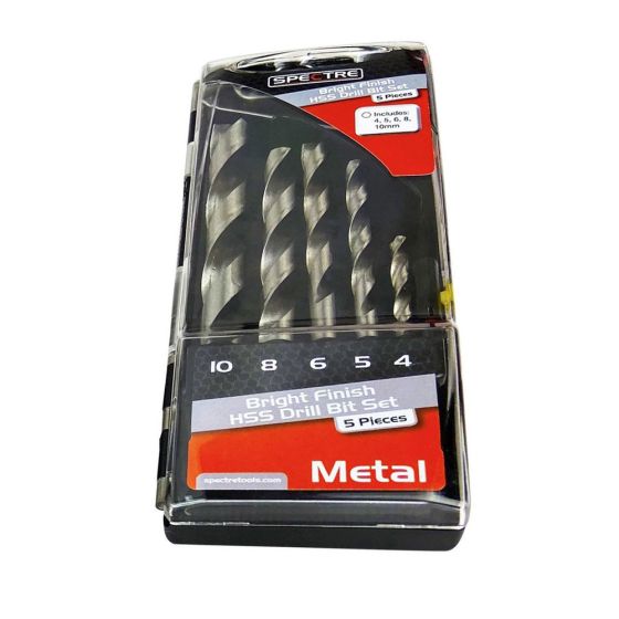 Spectre SP-17259 HSS Metal Drill Bit Set 5PC (4,5,6,8,10mm)