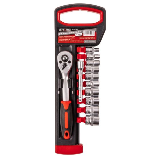 SPECTRE SP-17344 Fine Tooth 1/4" Ratchet Handle + 10PC Socket Set