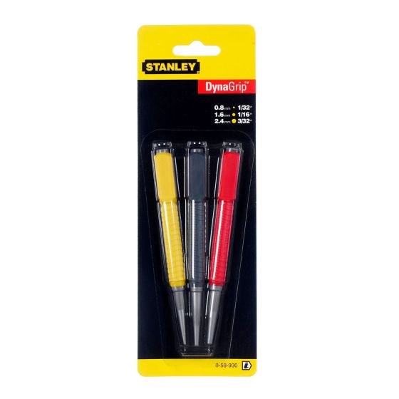 Stanley Cushion Grip Nail Punch Set - 3 Chasse-clous Code Couleur, USA, Occasion