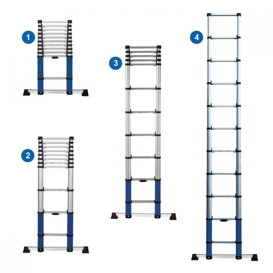 Werner 8703220 Telescopic Extension Ladder 3.2m 11 Rung c/w Stabiliser Bar