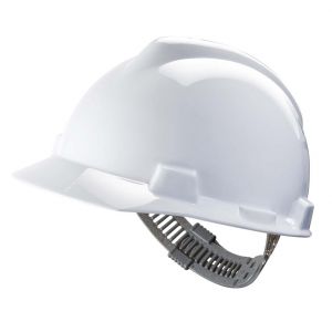 MSA V-Gard 500 White Non-Vented Safety Helmet with Staz-On Insert