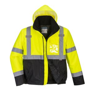 kraftd Hi Vis Viz Jackets High Visibility Parka Workwear Security Safety Fluorescent Hooded Padded Waterproof Work Wear Jacket Coat 