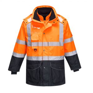 High Visibility Jacket WORK COAT Road Safety Traffic Waterproof Parka Long S460 