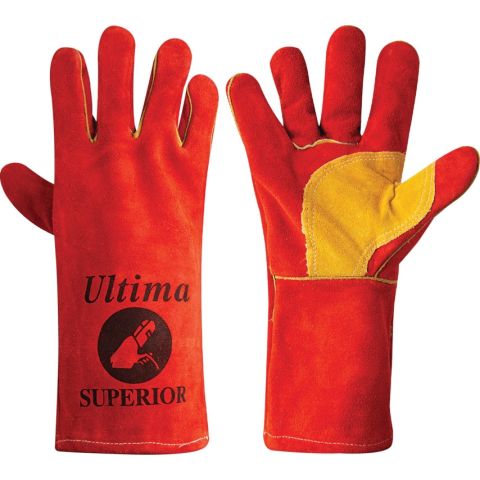 Ultima Red/Gold Riggers Welders Gloves Reinforced