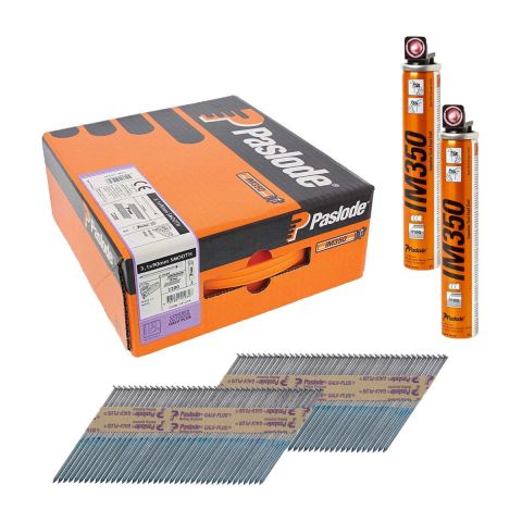 Paslode 141234 Galv-Plus 90mm Smooth Shank Framing Nails for IM350 & IM350+ c/w 2 Fuel Cells (Pack of 2200)