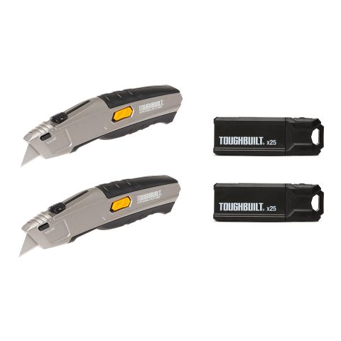 Toughbuilt TB-H4S52-20-12 Autoloading Utility Knife Twin Pack + 50 Blades