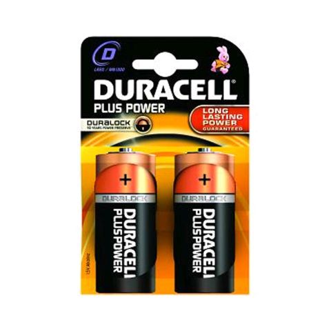 Duracell S3504 Plus Power 1.5V D Size Batteries LR20/MN1300 Pack of 2