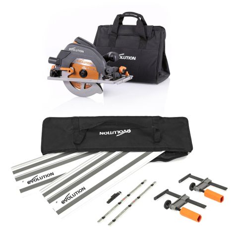 Evolution R185CCSX+ Multi Material Circular Saw 240v & ST1400-G2 Guide Rail Track