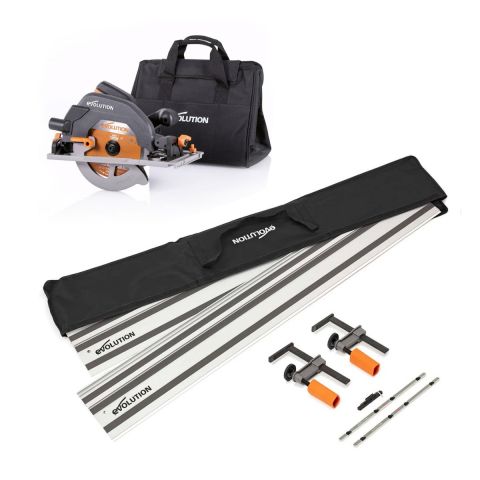 Evolution R185CCSX+ Multi Material Circular Saw 240v & ST2800-G2 Guide Rail Track