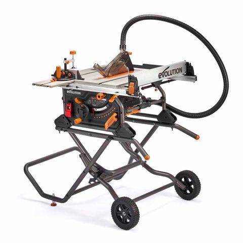 Evolution R255TBLX Plus Portable Table Saw 240v +  Stand + C/W Multi Material TCT Saw Blade