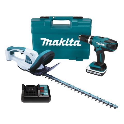 Makita HP457DW 18v G Series Cordless Combi Drill + UH522DZ 18v Hedge Trimmer