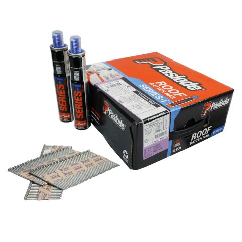 Paslode 141073 Galv-Plus 63mm Ring Shank Roof Batten Nails for 360Xi & IM360Ci c/w 2 Fuel Cells (Pack of 2200)