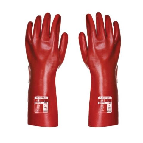 Portwest A435 Red PVC Gauntlet Gloves