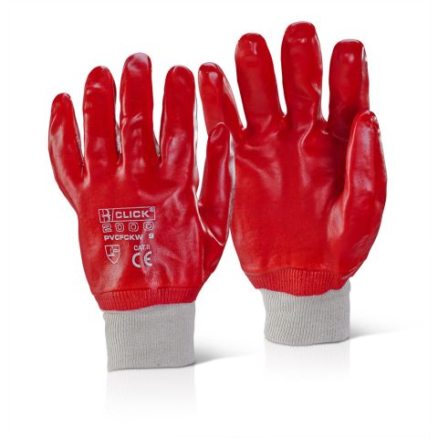 Click PVCFCKWR PVC Red Fully Coated Knit Wrist Gloves