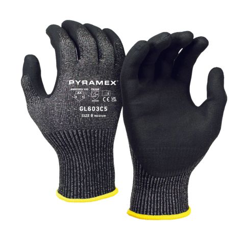 Pyramex GL603C5 Nitrile Micro-Foam Dipped Palm Coated Gloves