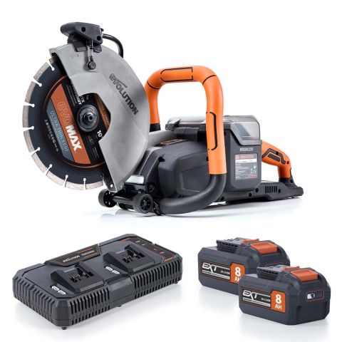 Evolution R260DCT-Li 260mm Cordless Disc Cutter + 2 x 8.0 a/h + Premium Blade