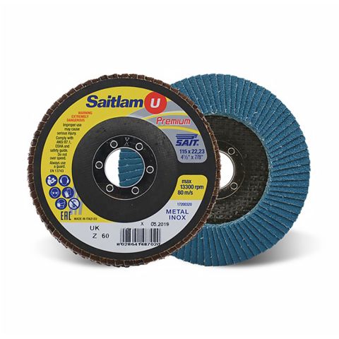 Sait 048702 SAITLAM Premium Zirconia Abrasive Flap Disc 60G 115mm