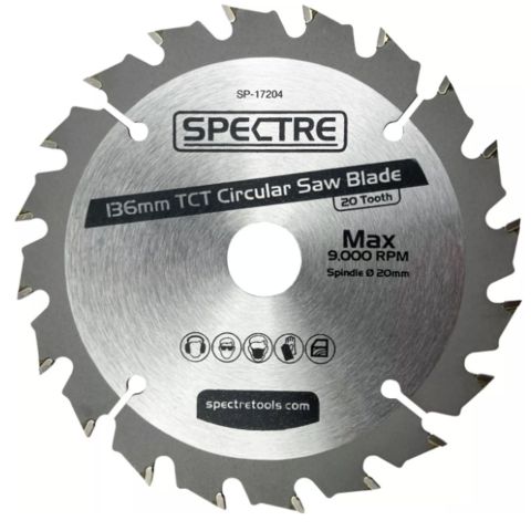 Spectre SP-17204 TCT Circular Saw Blade 136mm x 20mm 20T 