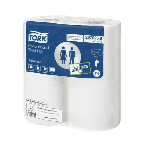 Tork 472150 Conventional White 2-Ply Paper Toilet Rolls