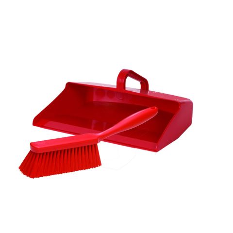 Vikan MS604 Dustpan & Medium Hand Brush Set Red