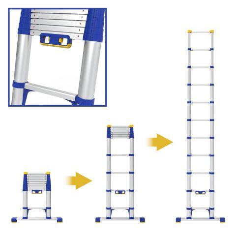 Werner 85032 Telescopic Soft Close Extension Ladder 3.2M 11 Rung + Stabiliser Bar