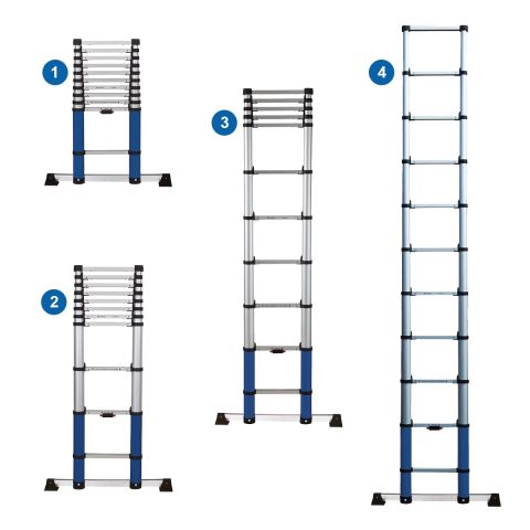 Werner 8703220 Telescopic Extension Ladder 3.2m 11 Rung c/w Stabiliser Bar